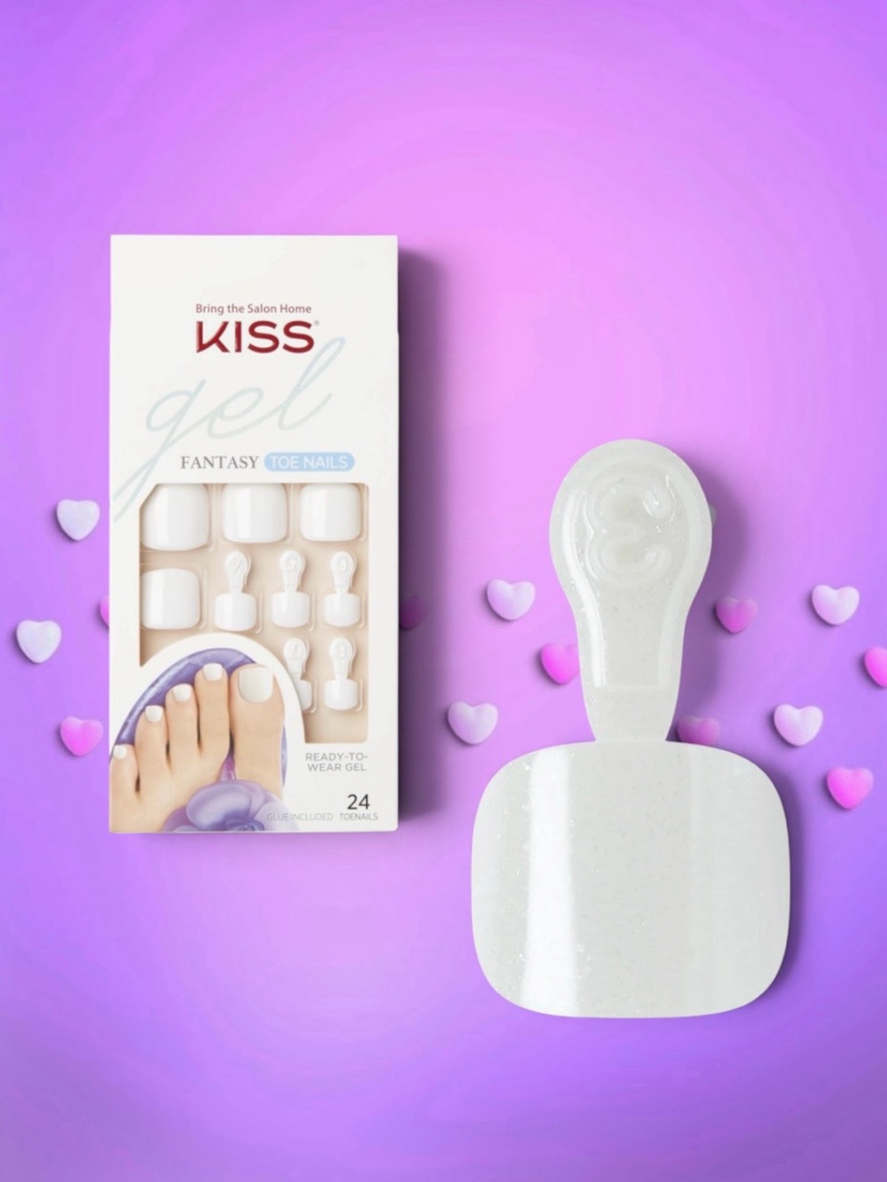 🆕💕 Kiss® Gel Fantasy Ready to Wear Toenails • "This is Classic" / White • NIB